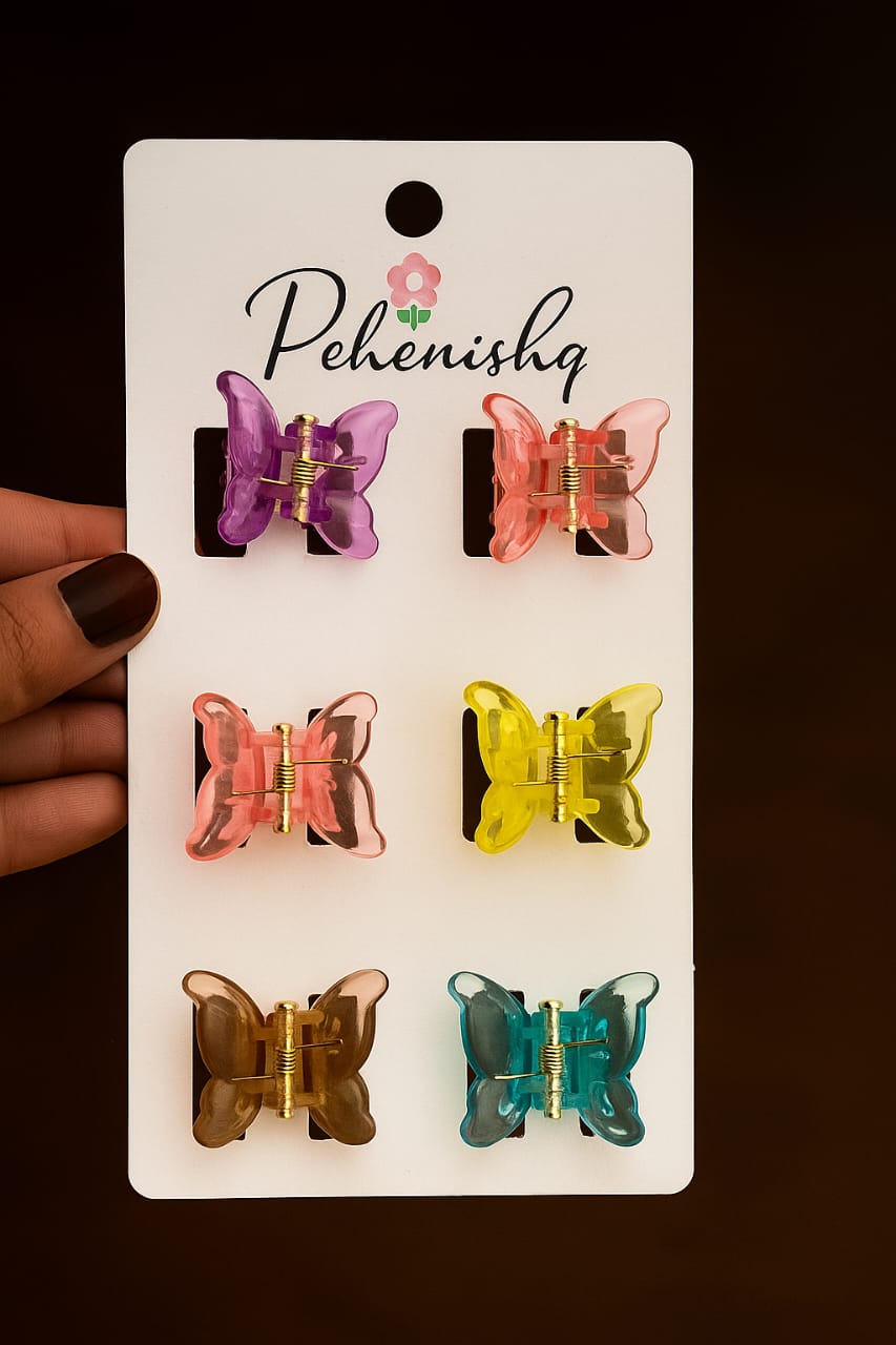 “Butterfly Mini Claw Clip Set – 6 Pcs”