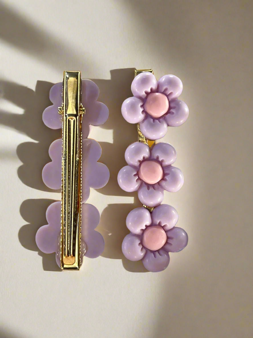 Purple flower hair clip