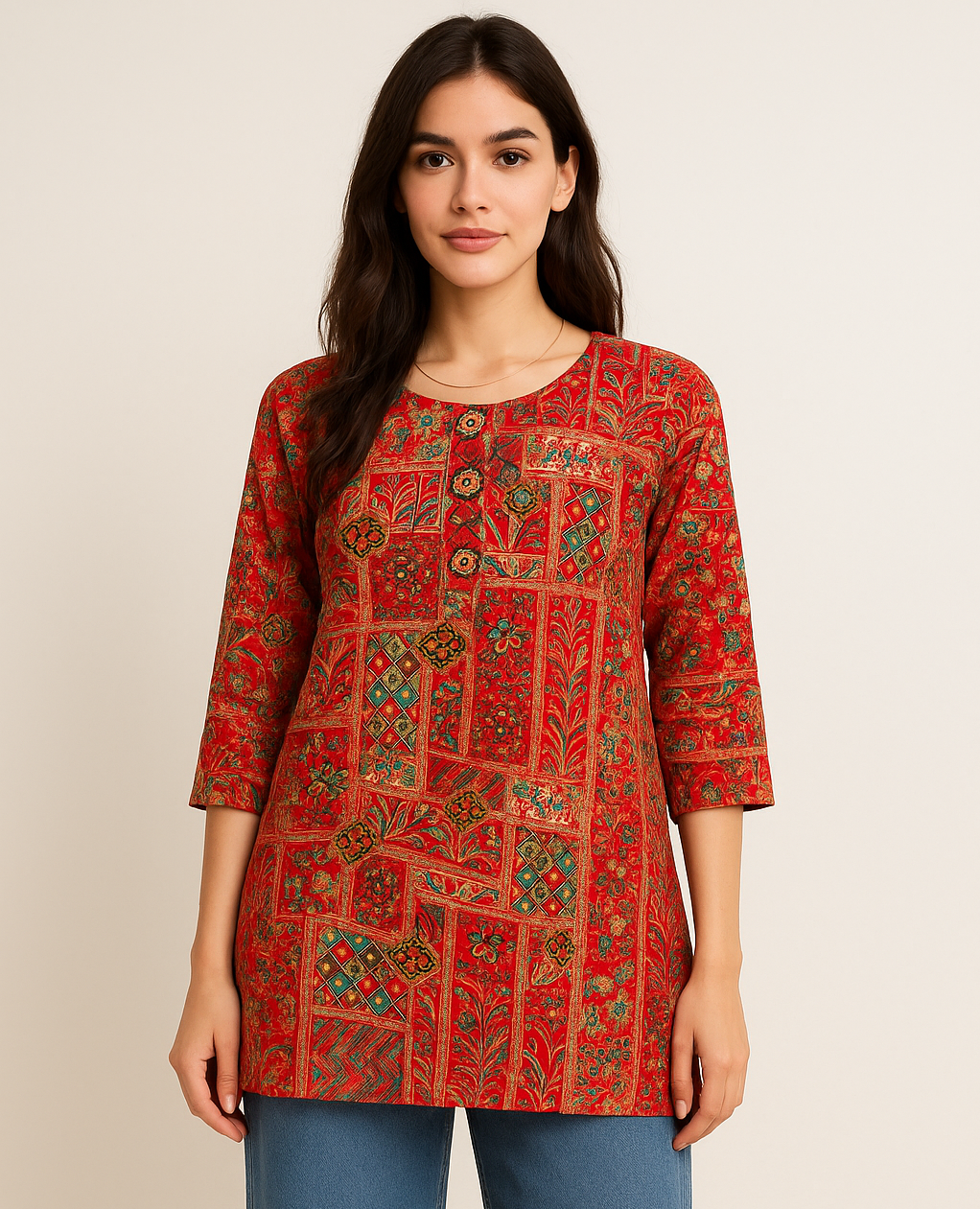 Vintage Rust Printed Kurti