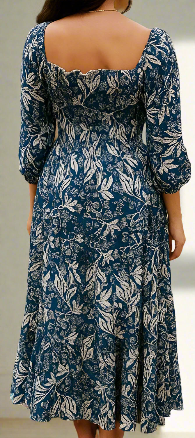 Blue Floral Fit and flare dress