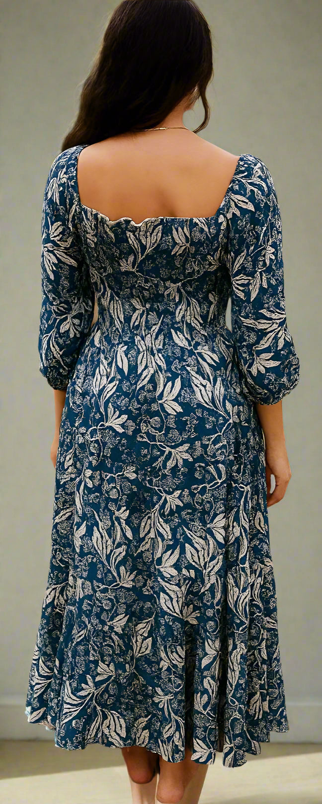 Blue Floral Fit and flare dress