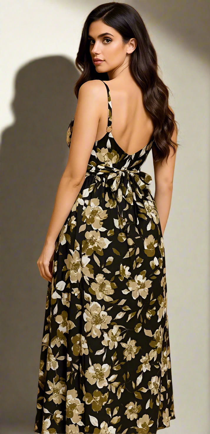 Black&White Floral Strappy Dress