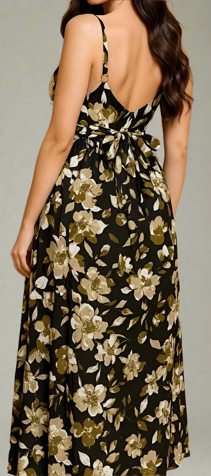 Black&White Floral Strappy Dress