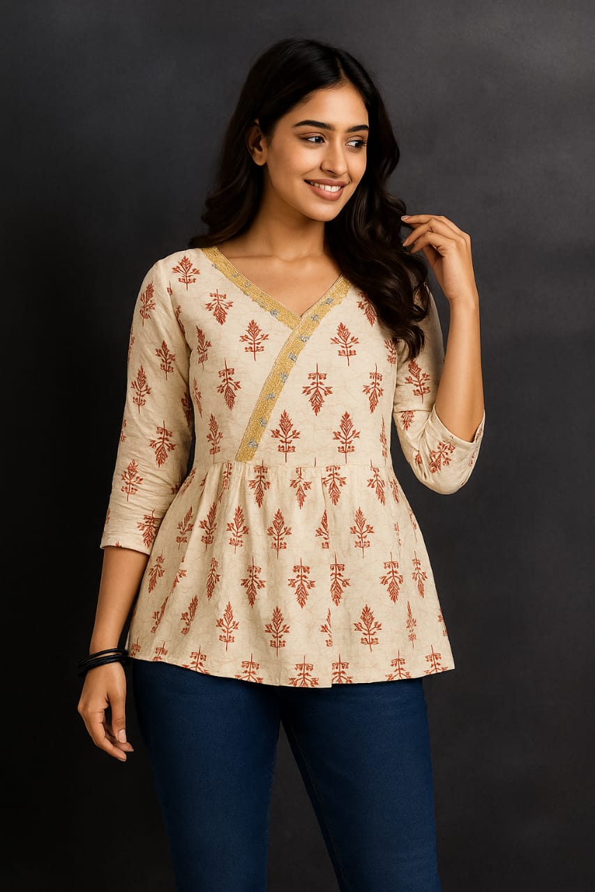 Indie Vibes Pink  Printed Kurti