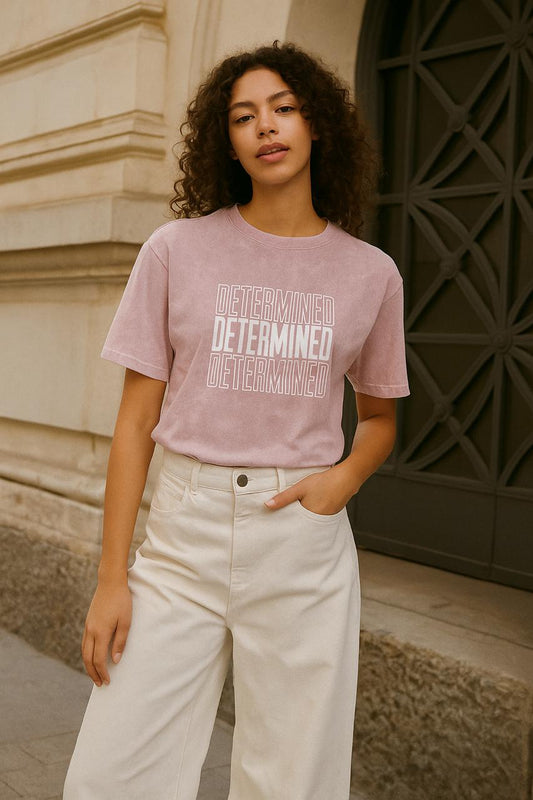 Pink Round Neck Graphic T shirt