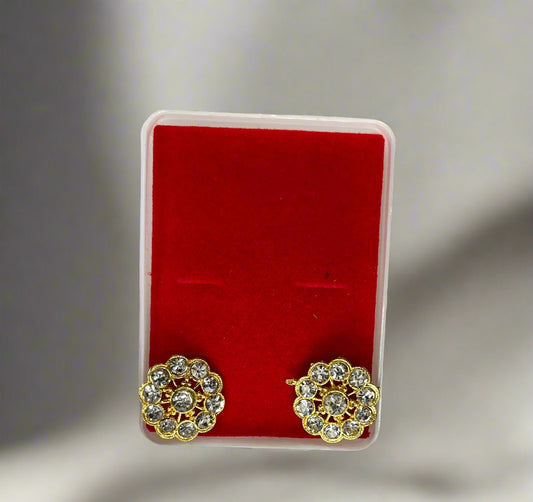Floral stone gold earring