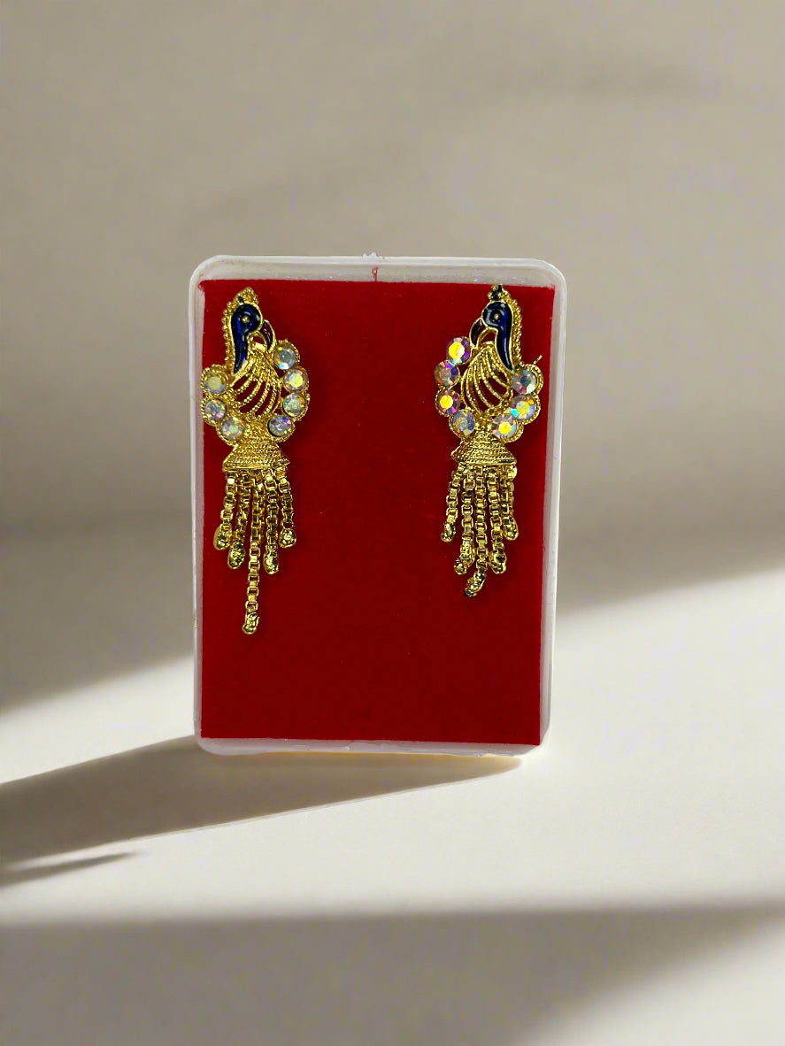 Peacock design crystal earrings