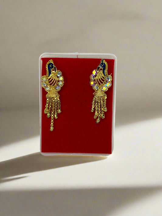 Peacock design crystal earrings