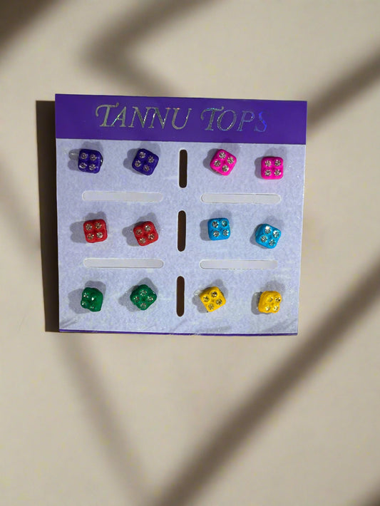 Cube shape studs (Pack of 6 pairs)