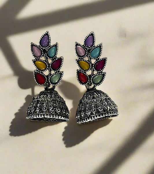 Multicoloured leafy Jhumka