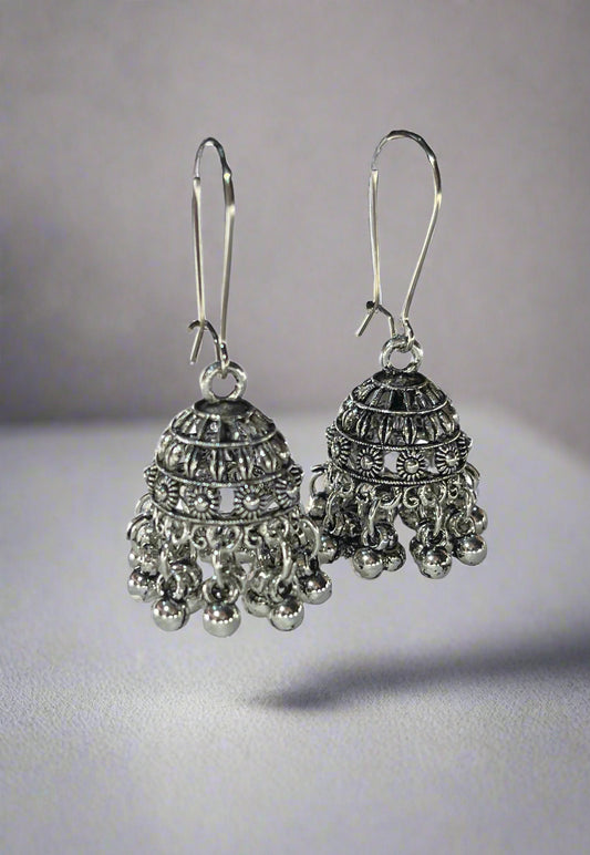 Silver oxidised Jhumka