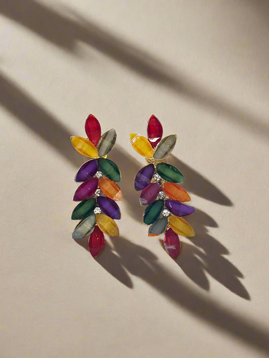 Multicoloured leafy earrings