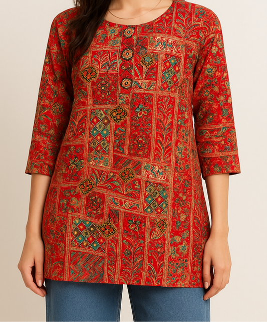 Vintage Rust Printed Kurti