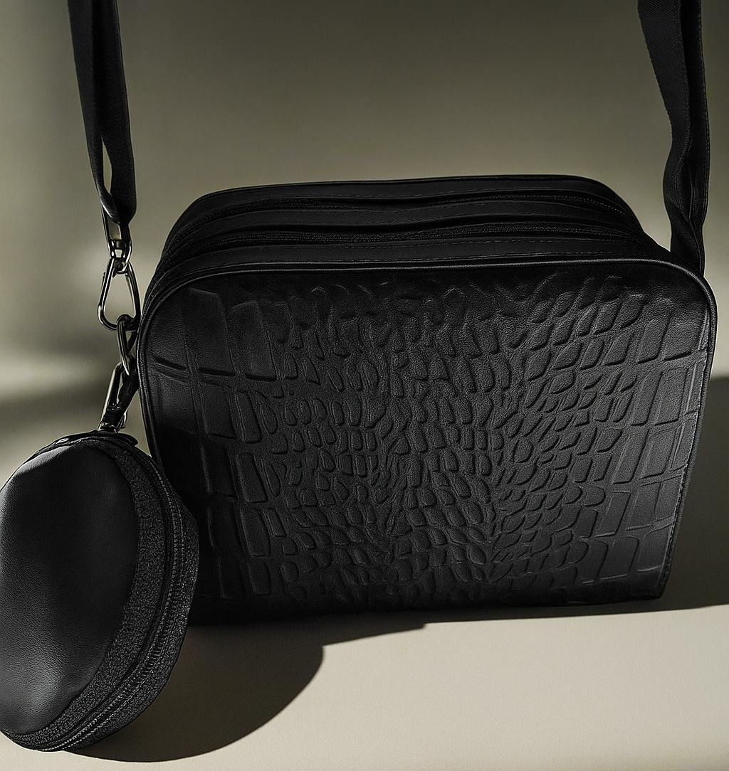 Urban Chic Textured Sling Bag+Mini Pouch