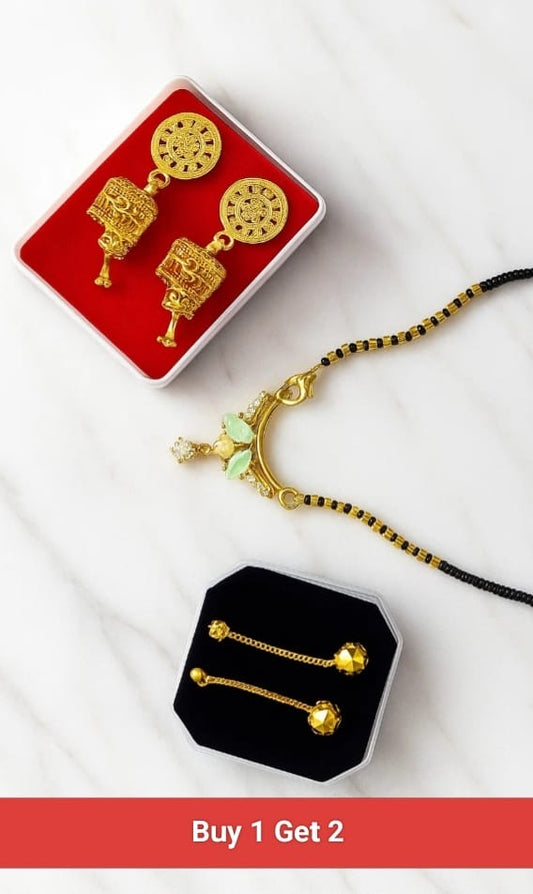1 Mangalsutra + 2 Gold Earrings